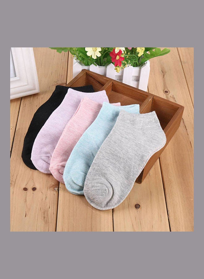 Lady 1 Pair Candy Color Ankle Socks Short Low Cut Crew Casual Sport Boat Socks Grey - Image 5
