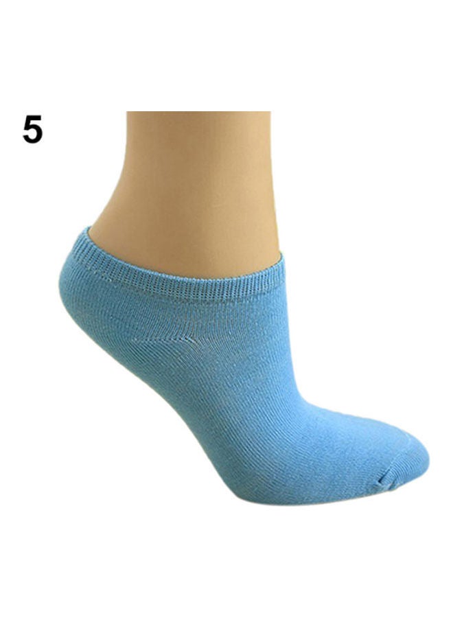 Lady 1 Pair Candy Color Ankle Socks Short Low Cut Crew Casual Sport Boat Socks Sapphire Blue - Image 1