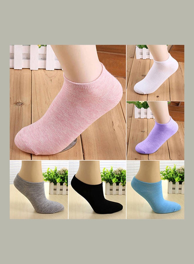 Lady 1 Pair Candy Color Ankle Socks Short Low Cut Crew Casual Sport Boat Socks Sapphire Blue - Image 2