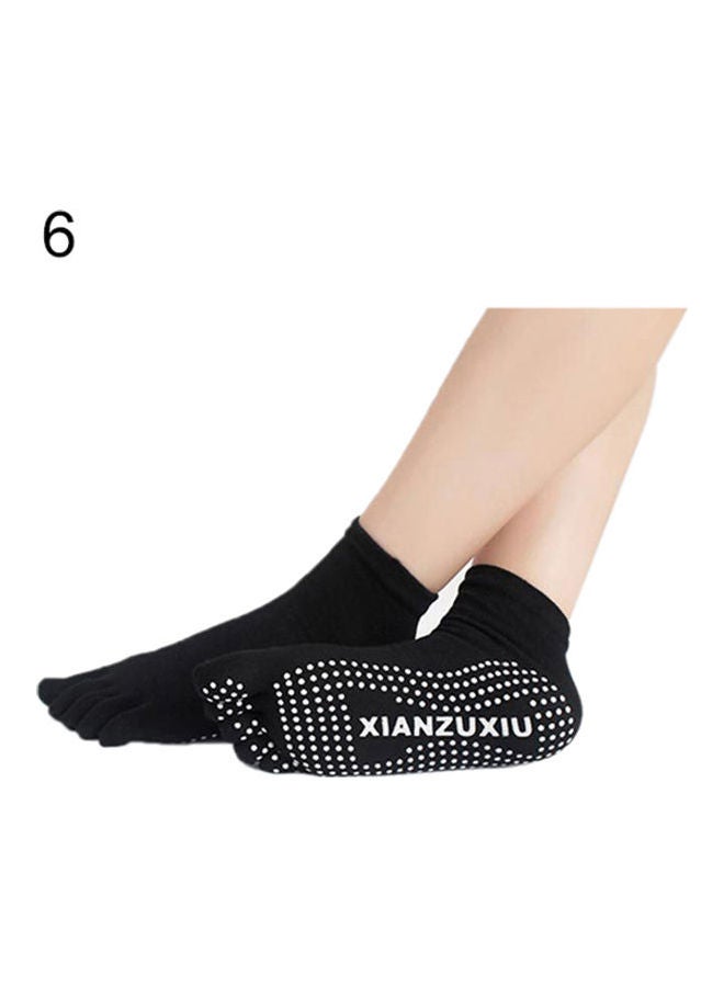 Women 5 Toes Yoga Gym Dance Sport Exercise Non Slip Massage Fitness Warm Socks Black - Image 1