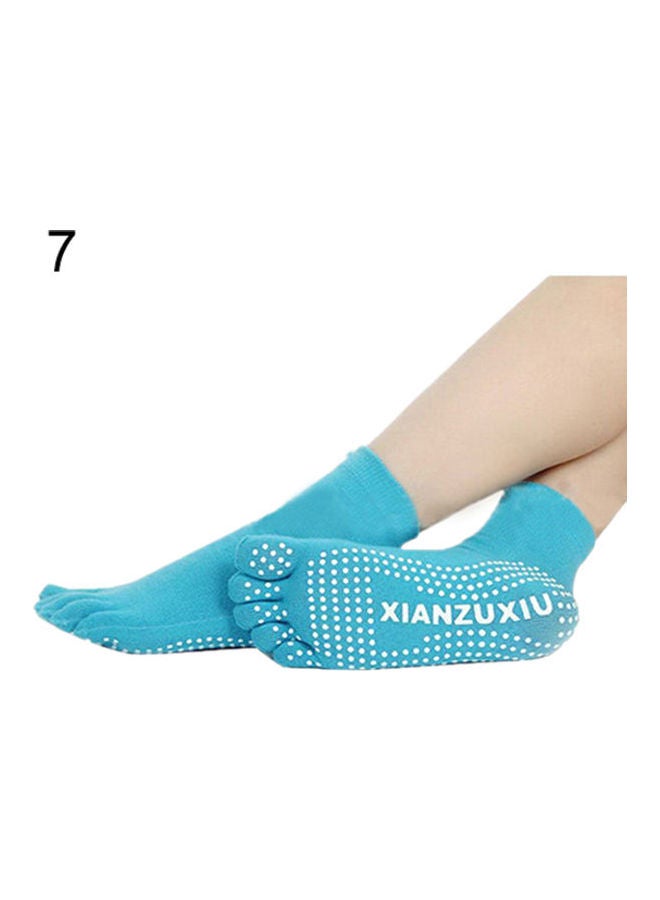 Women 5 Toes Yoga Gym Dance Sport Exercise Non Slip Massage Fitness Warm Socks Blue  - Image 1