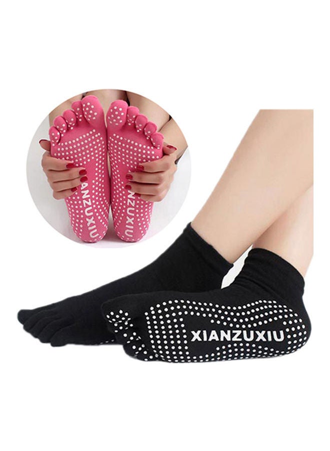 Women 5 Toes Yoga Gym Dance Sport Exercise Non Slip Massage Fitness Warm Socks Blue  - Image 5