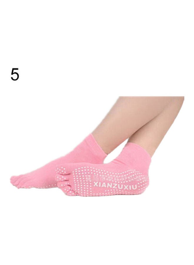 Women 5 Toes Yoga Gym Dance Sport Exercise Non Slip Massage Fitness Warm Socks Pink - Image 1