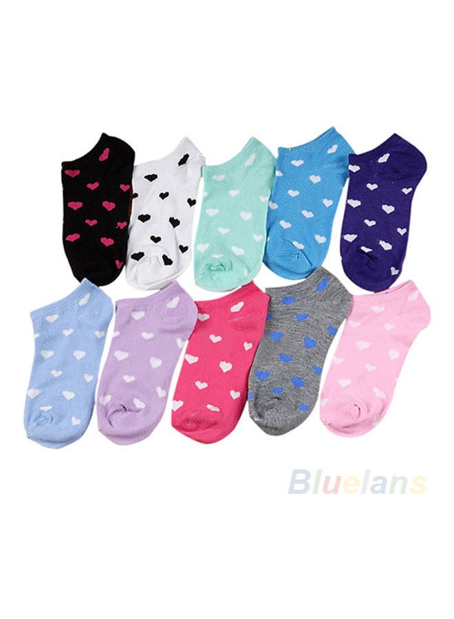 5 Pairs Women Girls Cute Heart Ankle High Low Cut Casual Sport Cotton Socks Multi-Color - Image 1