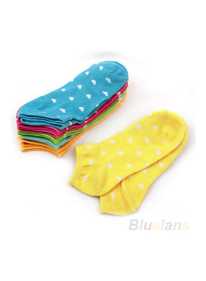 5 Pairs Women Girls Cute Heart Ankle High Low Cut Casual Sport Cotton Socks Multi-Color - Image 4