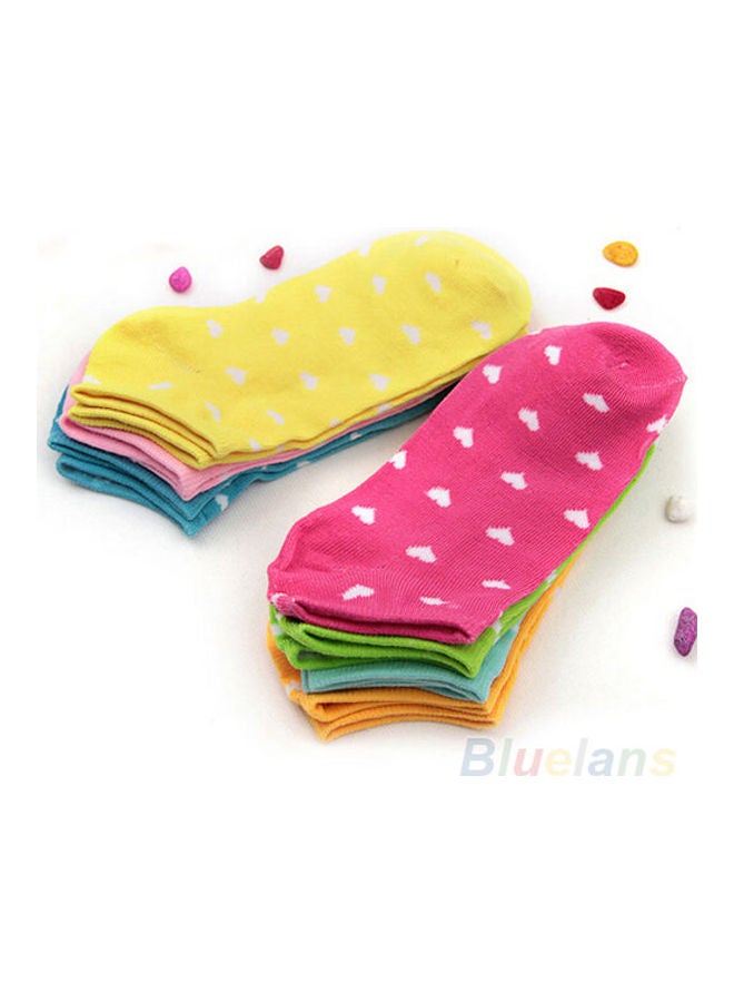 5 Pairs Women Girls Cute Heart Ankle High Low Cut Casual Sport Cotton Socks Multi-Color - Image 5