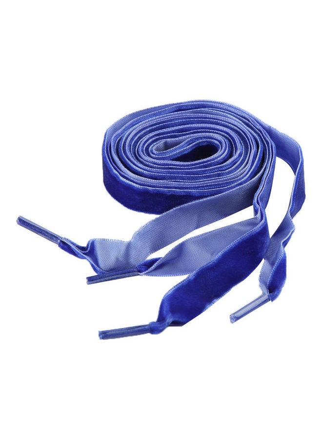 Women Flat Velvet Ribbon Shoelaces Hiking Walking Dance Leather Shoes Laces Sapphire Blue - Image 1