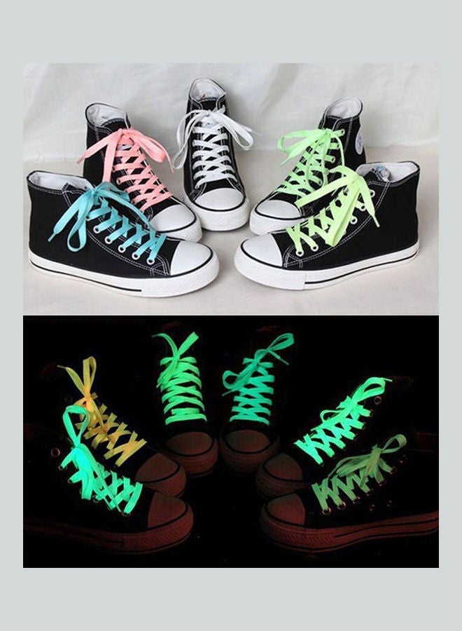 1 Pair Sport Neon Color Luminous Fluorescent Polyester Shoelaces White  - Image 2