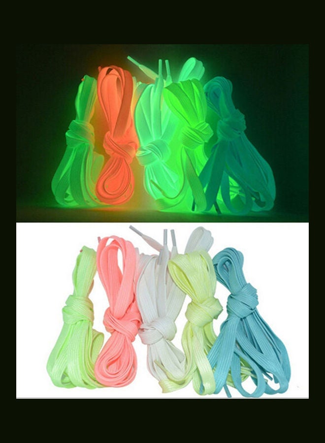 1 Pair Sport Neon Color Luminous Fluorescent Polyester Shoelaces White  - Image 3