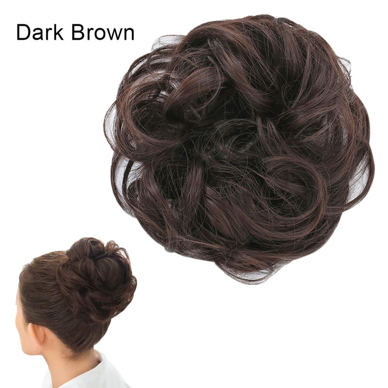 Messy Bun Hair Piece Extension With Elastic Rubber Band For Women Dark brown 13 X 2.5 X 13cm - Image 1