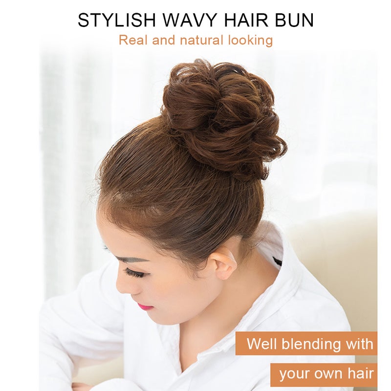 Messy Bun Hair Piece Extension With Elastic Rubber Band For Women Dark brown 13 X 2.5 X 13cm - Image 2