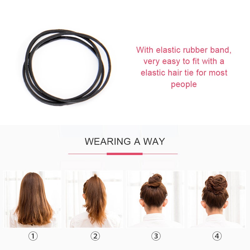 Messy Bun Hair Piece Extension With Elastic Rubber Band For Women Dark brown 13 X 2.5 X 13cm - Image 4