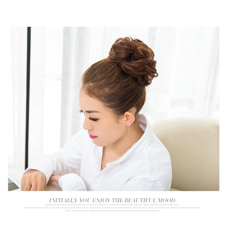Messy Bun Hair Piece Extension With Elastic Rubber Band For Women Dark brown 13 X 2.5 X 13cm - Image 5