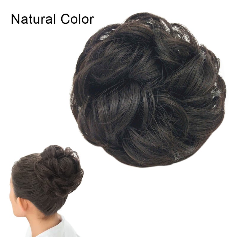 Messy Bun Hair Piece Extension With Elastic Rubber Band For Women Natural color 13 X 2.5 X 13cm - Image 1