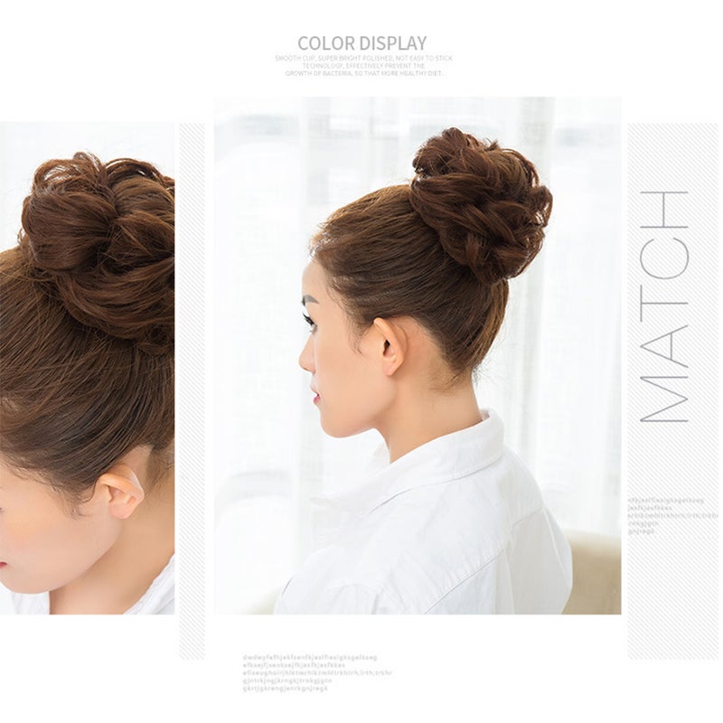 Messy Bun Hair Piece Extension With Elastic Rubber Band For Women Natural color 13 X 2.5 X 13cm - Image 5