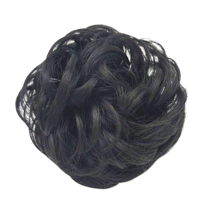 Messy Bun Hair Piece Extension With Elastic Rubber Band For Women Black 13 X 2.5 X 13cm - Image 2