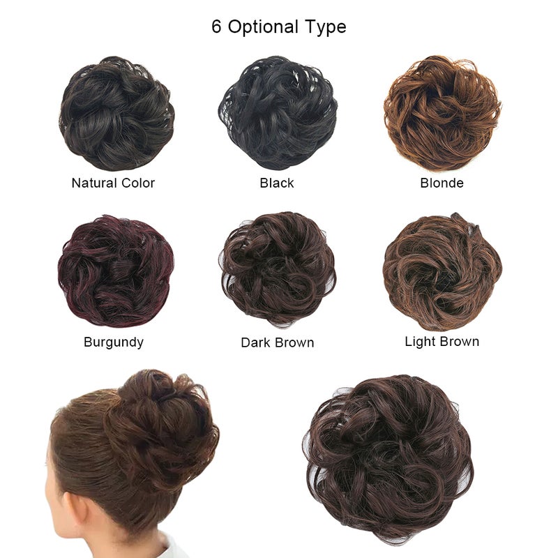 Messy Bun Hair Piece Extension With Elastic Rubber Band For Women Black 13 X 2.5 X 13cm - Image 5