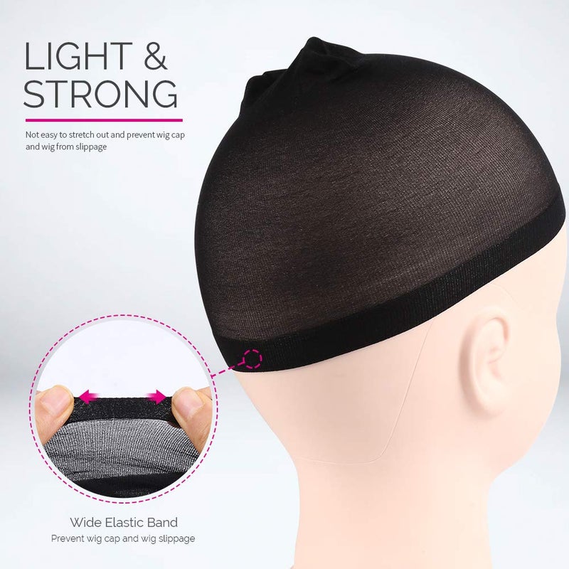 4 Piece Stretchy Nylon Head Stocking Wig For Women Black 20 X 2.5 X 15cm - Image 2