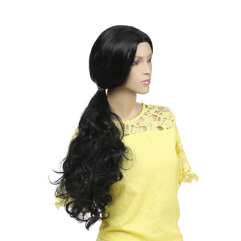 28 Inch Heat Resistant Synthetic Fiber Wig With Wig Cap Black 28 X 5 X 18cm - Image 5