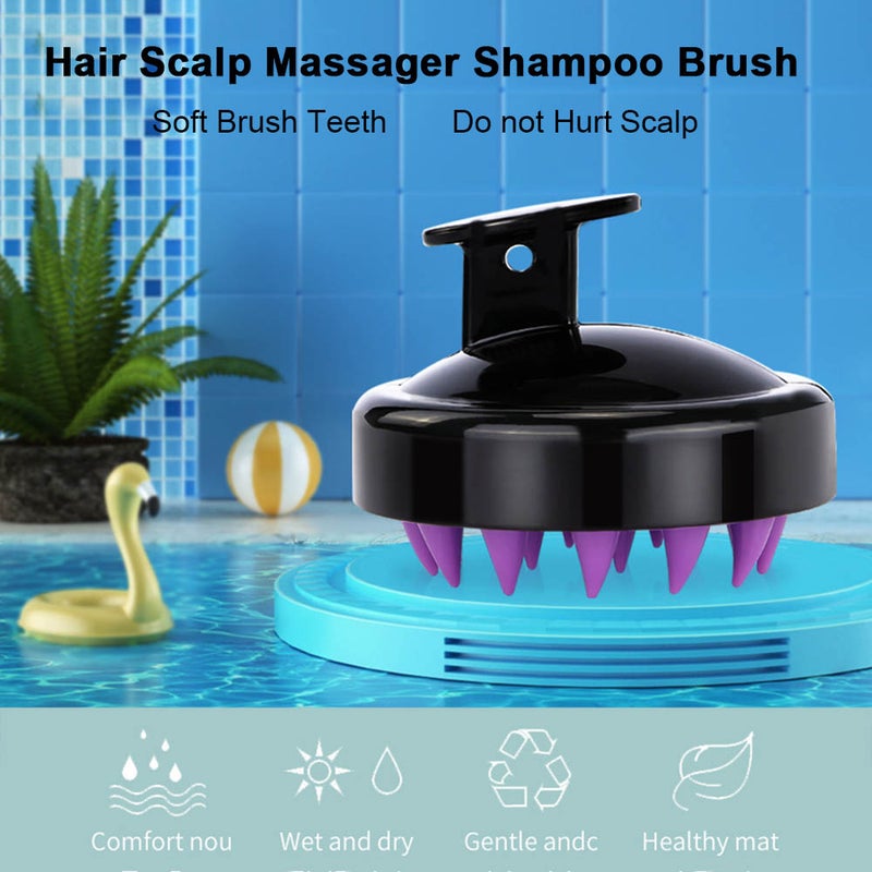 Generic Soft Silicone Hair Scalp Massager Shampoo Comb Dark Purple 8 X 8 X 8cm  - Image 2