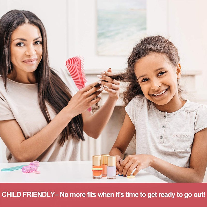 Hair Comb With Adjustable Detangler Brush for Afro America Wavy Curly Hair Detangle Easily Wet Dry Long Hair for Beautiful Shiny Curls Blu Yellow 24.5 X 4 X 5.5cm - Image 5