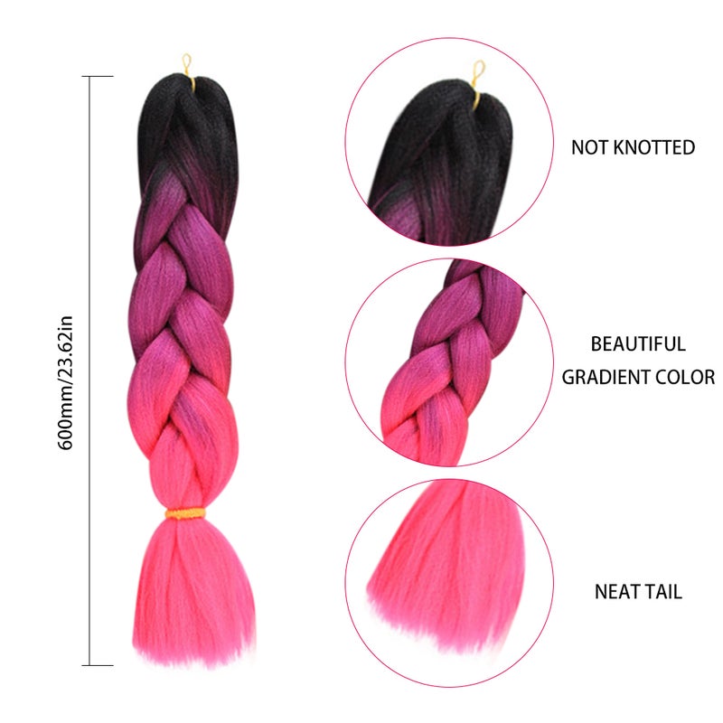 وصلة شعر طويلة مضفرة مصنوعة من الألياف الصناعية مقاس M29 متعدد الألوان 60 X 5 X 7سم - Image 4