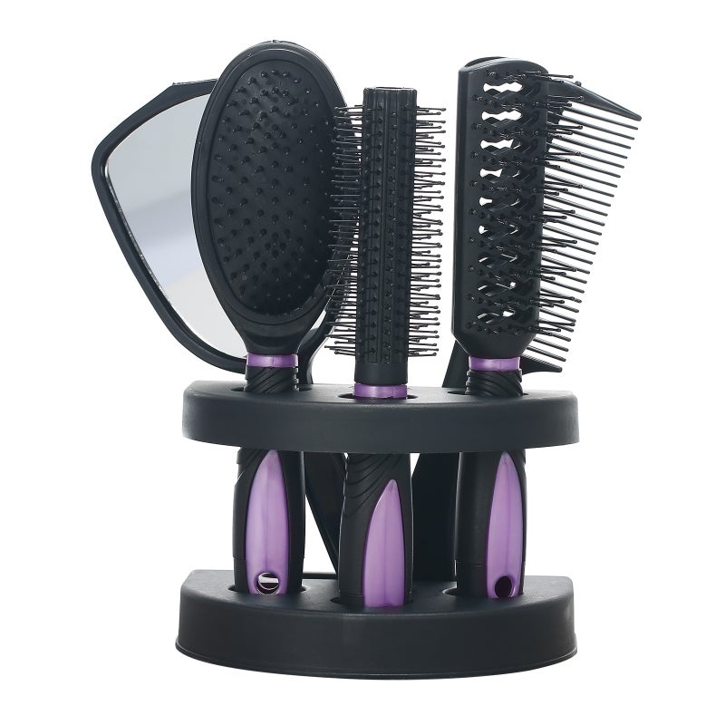 Set of 5 Professional Salon Hair Combs And Mirror Set Purple 23 X 11 X 16cm - Image 1