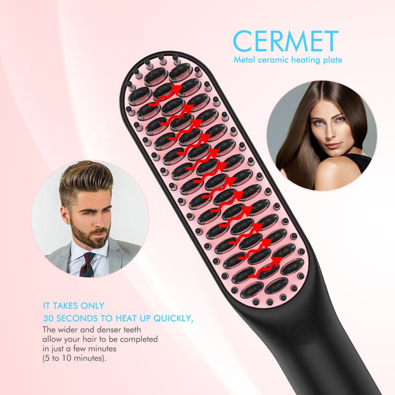 3 in 1 Hair Straightening Brush And Comb Set Dark Rose 26 X 4.8 X 8cm - Image 2