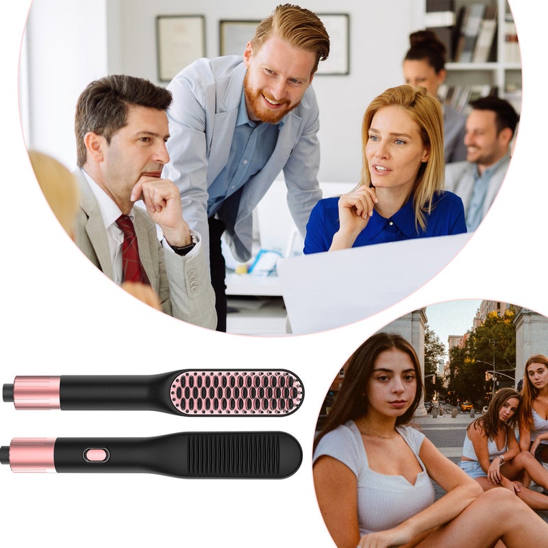 3 in 1 Hair Straightening Brush And Comb Set Dark Rose 26 X 4.8 X 8cm - Image 4