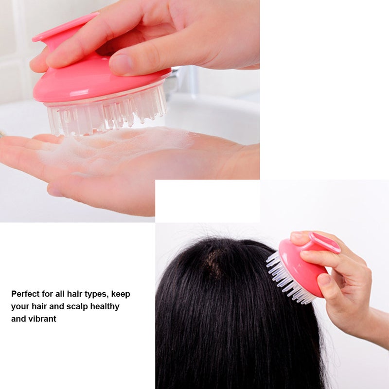 Silicone Head Body Shampoo Scalp Massage Brush Pink 9 x 7 x 7cm - Image 5