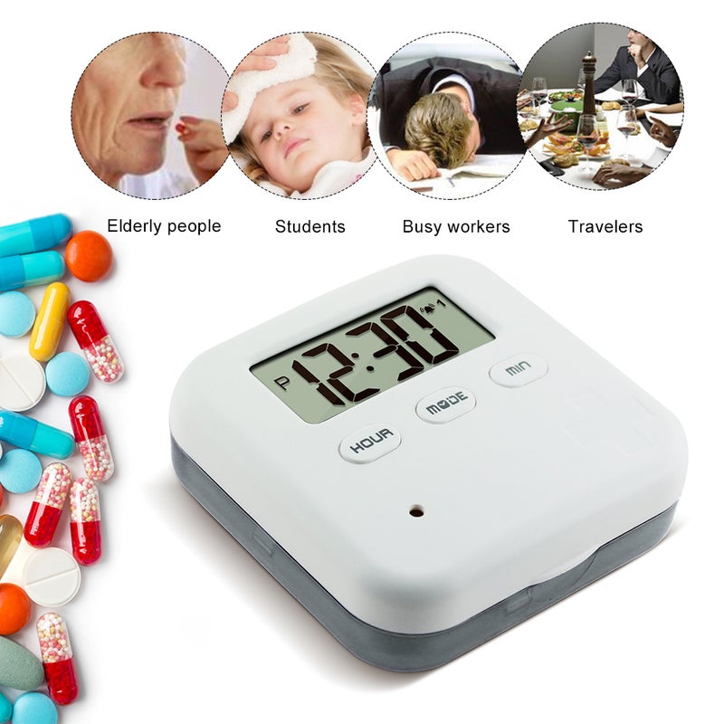 Generic - Dust-proof Separated Organizer Pill Box Case With Electronic Timer Alarm Clock - Image 1