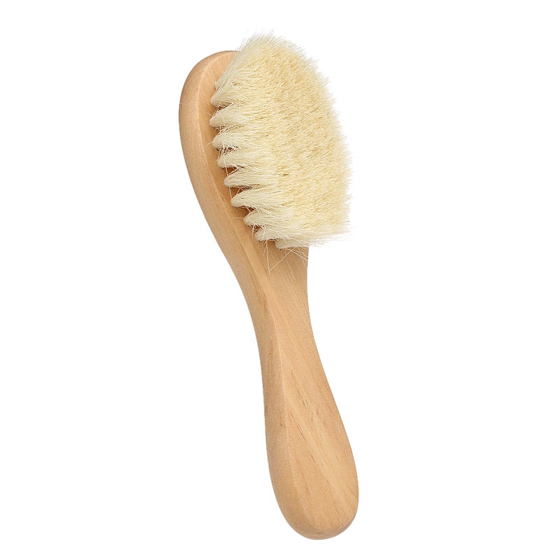 طقم أمشاط شعر للأطفال حديثي الولادة بمقبض خشبي بيج 15 x 4 x 5سم - Image 4