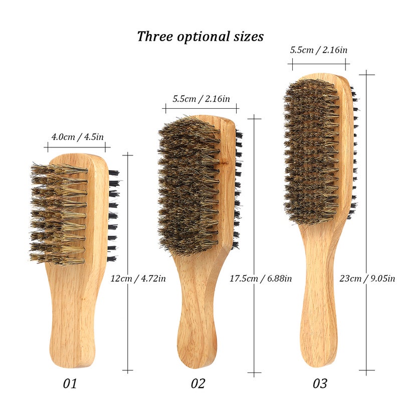 Double-sided Solid Wood Handle Men's Beard Mustache Brush Brown 19 x 5 x 6cm - Image 4