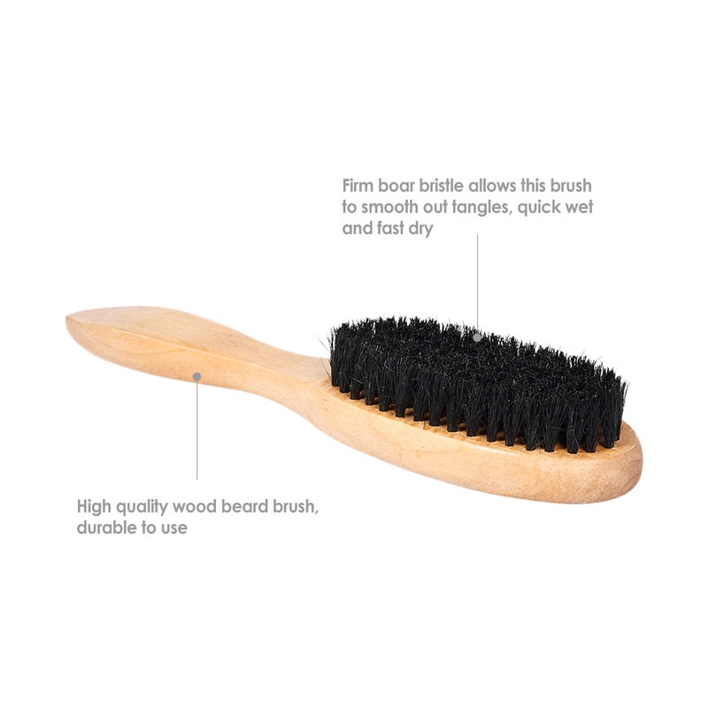 Solid Wood Handle Men's Beard Mustache Brush Brown 22 x 3 x 6cm - Image 4