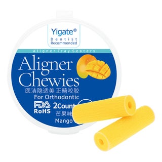 2 Piece Aligner Chewies Invisible Retainer Seater Orthodontic Silicone Tooth Stick Yellow 6 x 1 x 6cm - v1604066861/N41447016A_1