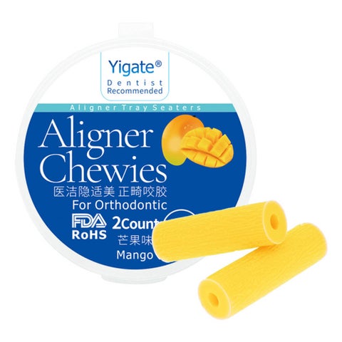 2 Piece Aligner Chewies Invisible Retainer Seater Orthodontic Silicone Tooth Stick Yellow 6 x 1 x 6cm