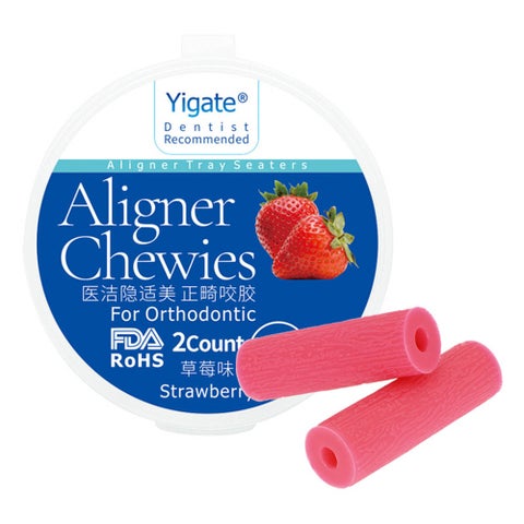 2 Piece Aligner Chewies Invisible Retainer Seater Orthodontic Silicone Tooth Stick Pink 6 x 1 x 6cm