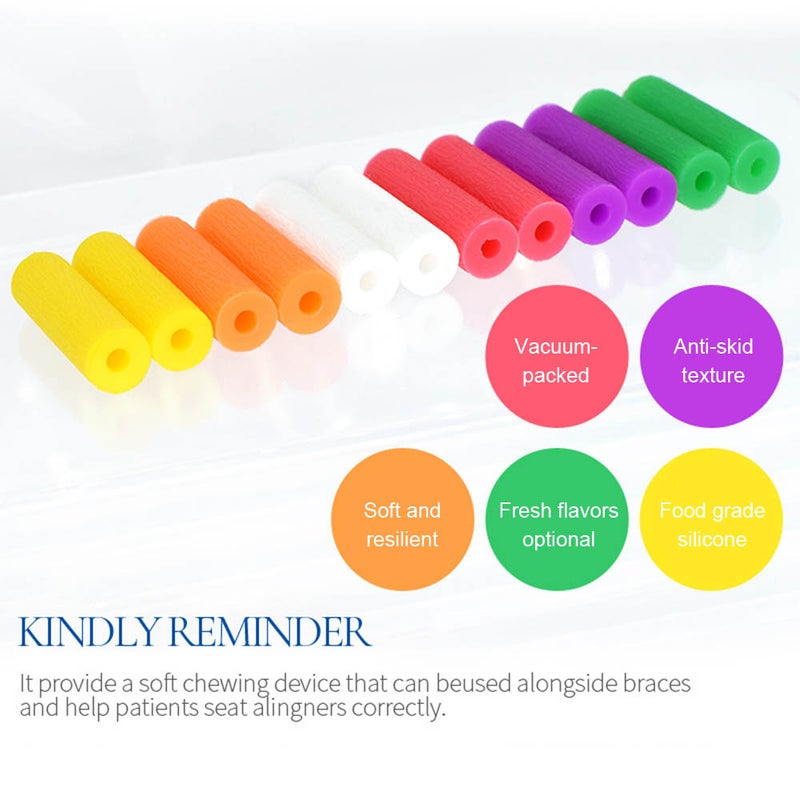 2 Piece Aligner Chewies Invisible Retainer Seater Orthodontic Silicone Tooth Stick Pink 6 x 1 x 6cm