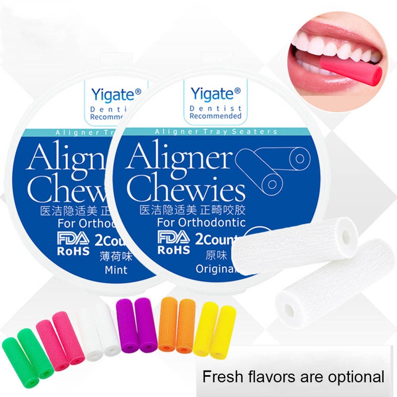 2 Piece Aligner Chewies Invisible Retainer Seater Orthodontic Silicone Tooth Stick Pink 6 x 1 x 6cm