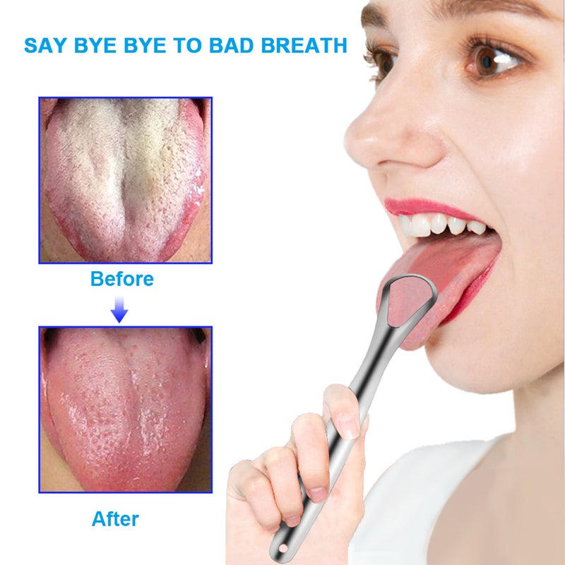 مكشطة لسان من الستانلس ستيل قابلة لإعادة الاستخدام فضي 14.4 x 0.6 x 3.5سم - Image 2