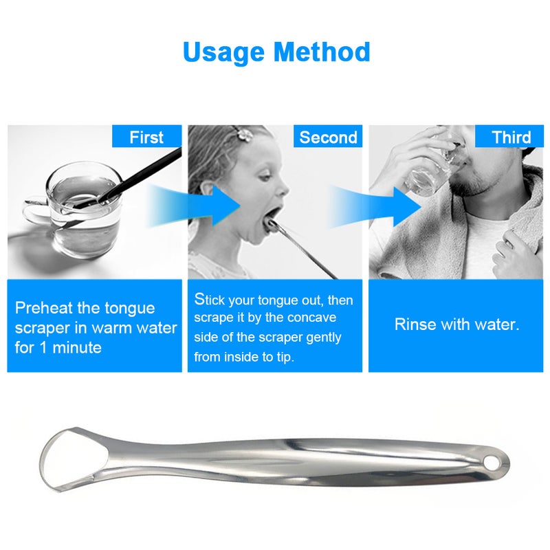 مكشطة لسان من الستانلس ستيل قابلة لإعادة الاستخدام فضي 14.4 x 0.6 x 3.5سم - Image 4