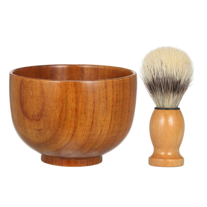 Generic Wooden Beard Shaving Cream Bowl Brown 12 x 6 x 10cm  - Image 1