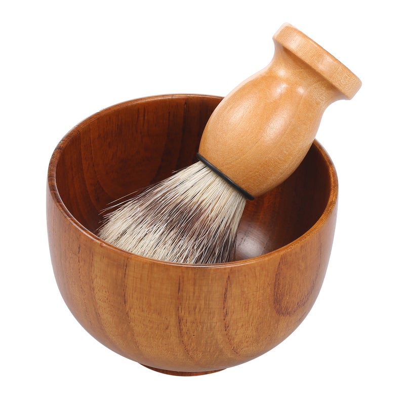 Generic Wooden Beard Shaving Cream Bowl Brown 12 x 6 x 10cm  - Image 2