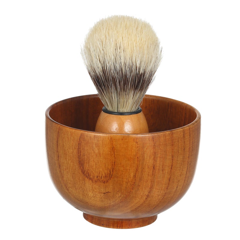 Generic Wooden Beard Shaving Cream Bowl Brown 12 x 6 x 10cm  - Image 3