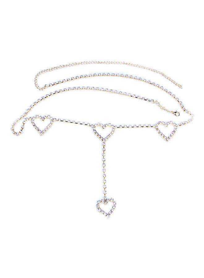 Generic - Rhinestone Heart Pendant Belly Chain Silver - Image 1