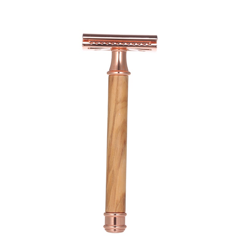Generic Stainless Steel Double-edged Safety Shaving Razor With Wood Handle Copper 13.5 x 4 x 6.5cm  - Image 4