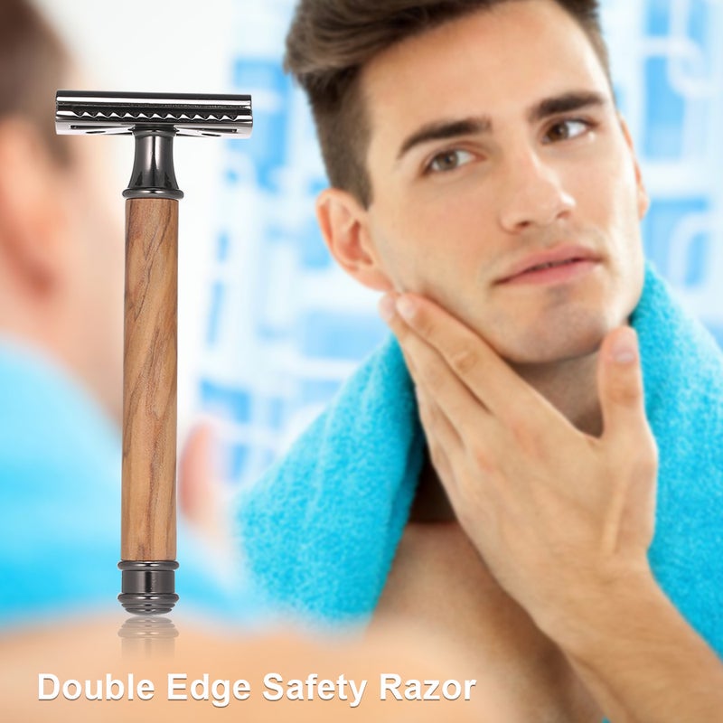 Generic Stainless Steel Double-edged Safety Shaving Razor With Wood Handle Copper 13.5 x 4 x 6.5cm  - Image 3