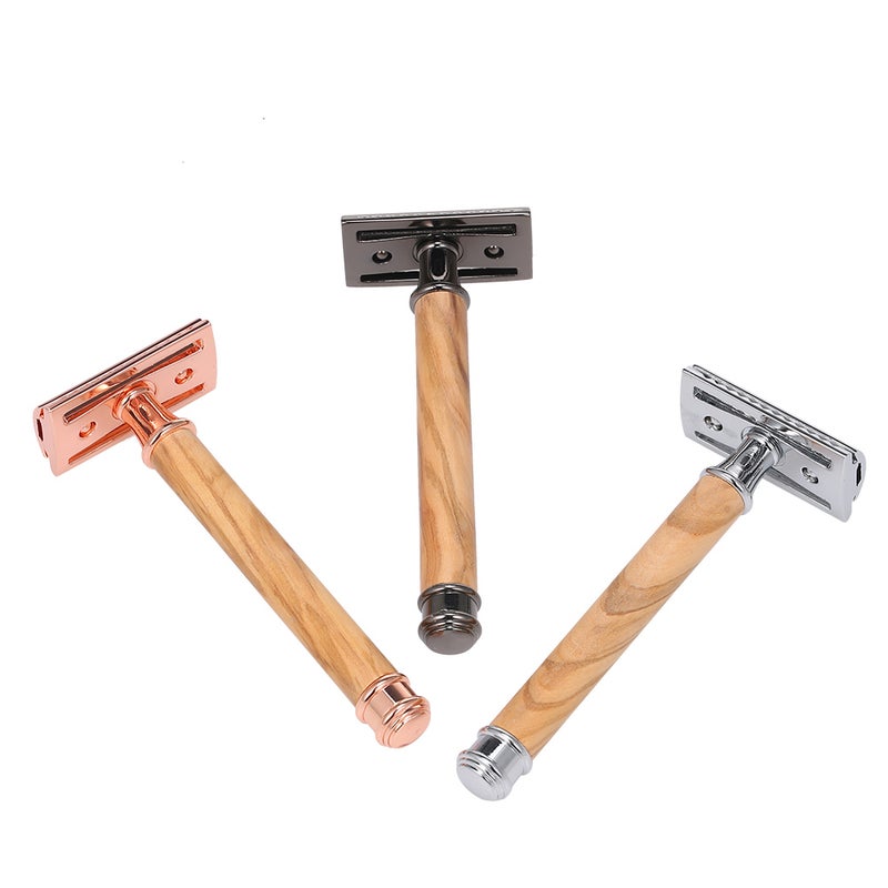 Generic Stainless Steel Double-edged Safety Shaving Razor With Wood Handle Copper 13.5 x 4 x 6.5cm  - Image 5