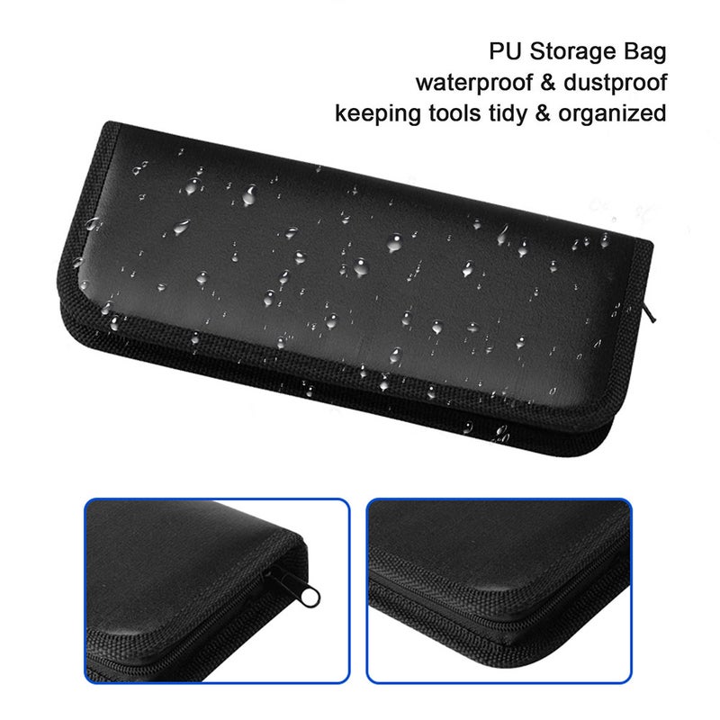 طقم أدوات من الستانلس ستيل بطرف مزدوج لشمع الأسنان مكون من 10 قطع مع حقيبة تخزين فضي 20 x 1 x 10سم - Image 2