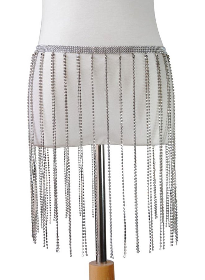 Generic - Rhinestone Tassel Waist Belly Chain Silver - Image 1